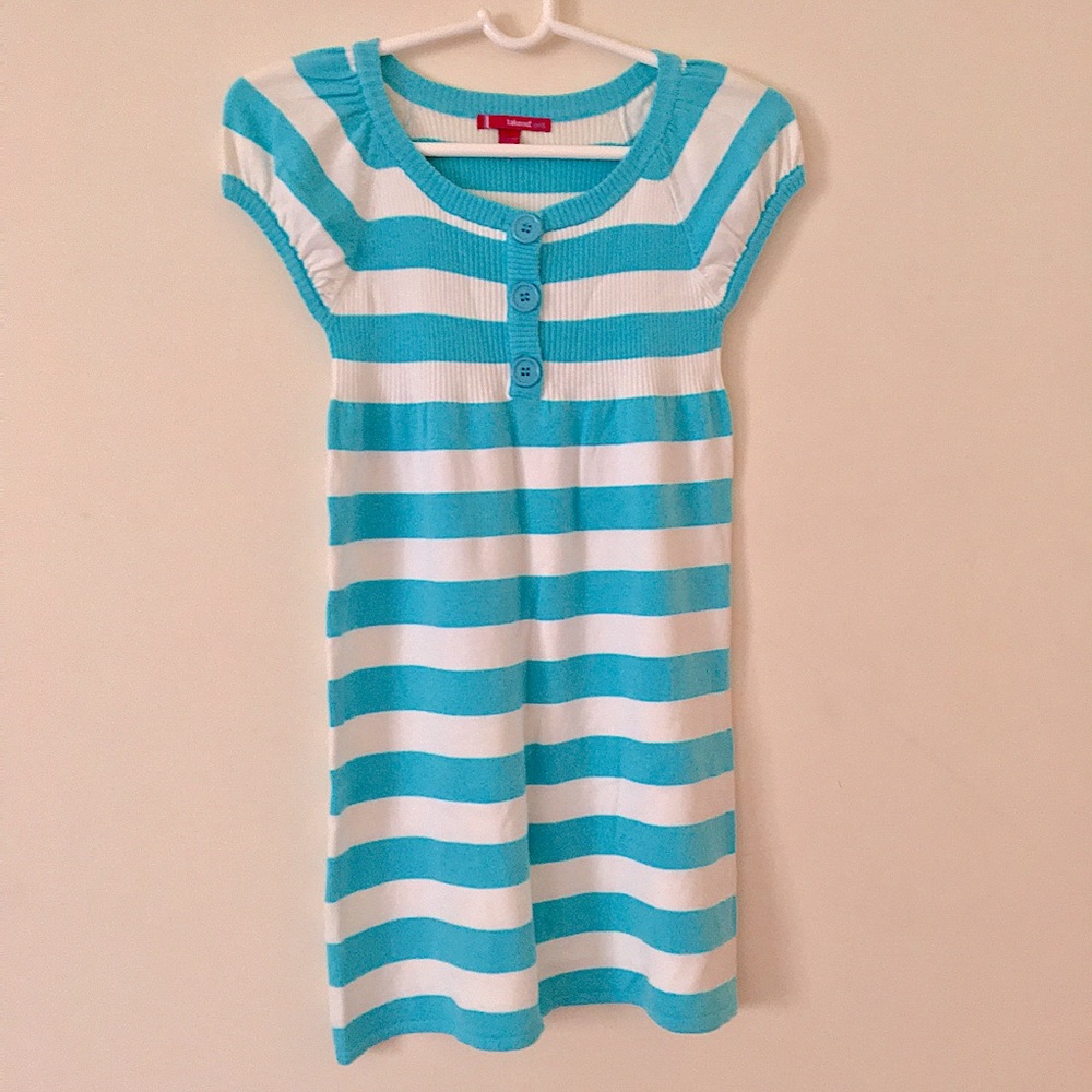 Takeout Girls Light Blue/White Knitted Dress.